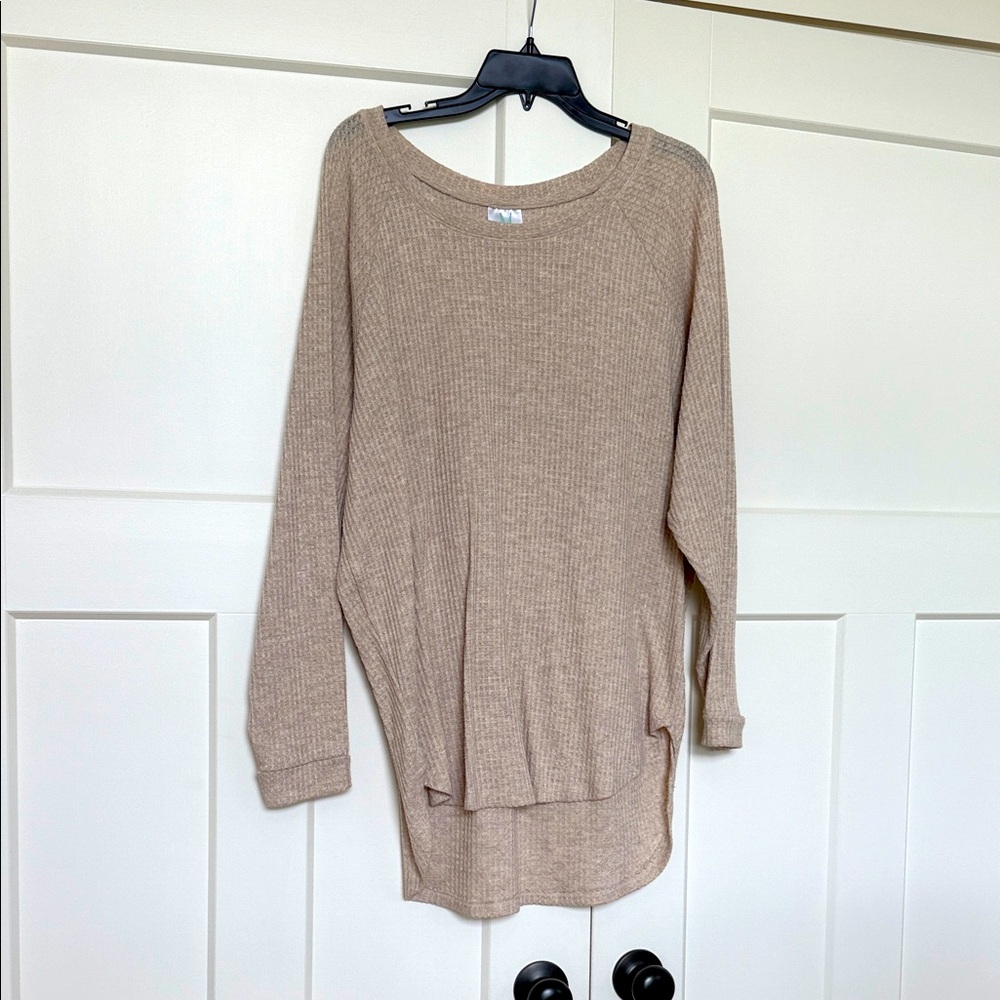 The Mint Cozy Tan High Low Tunic